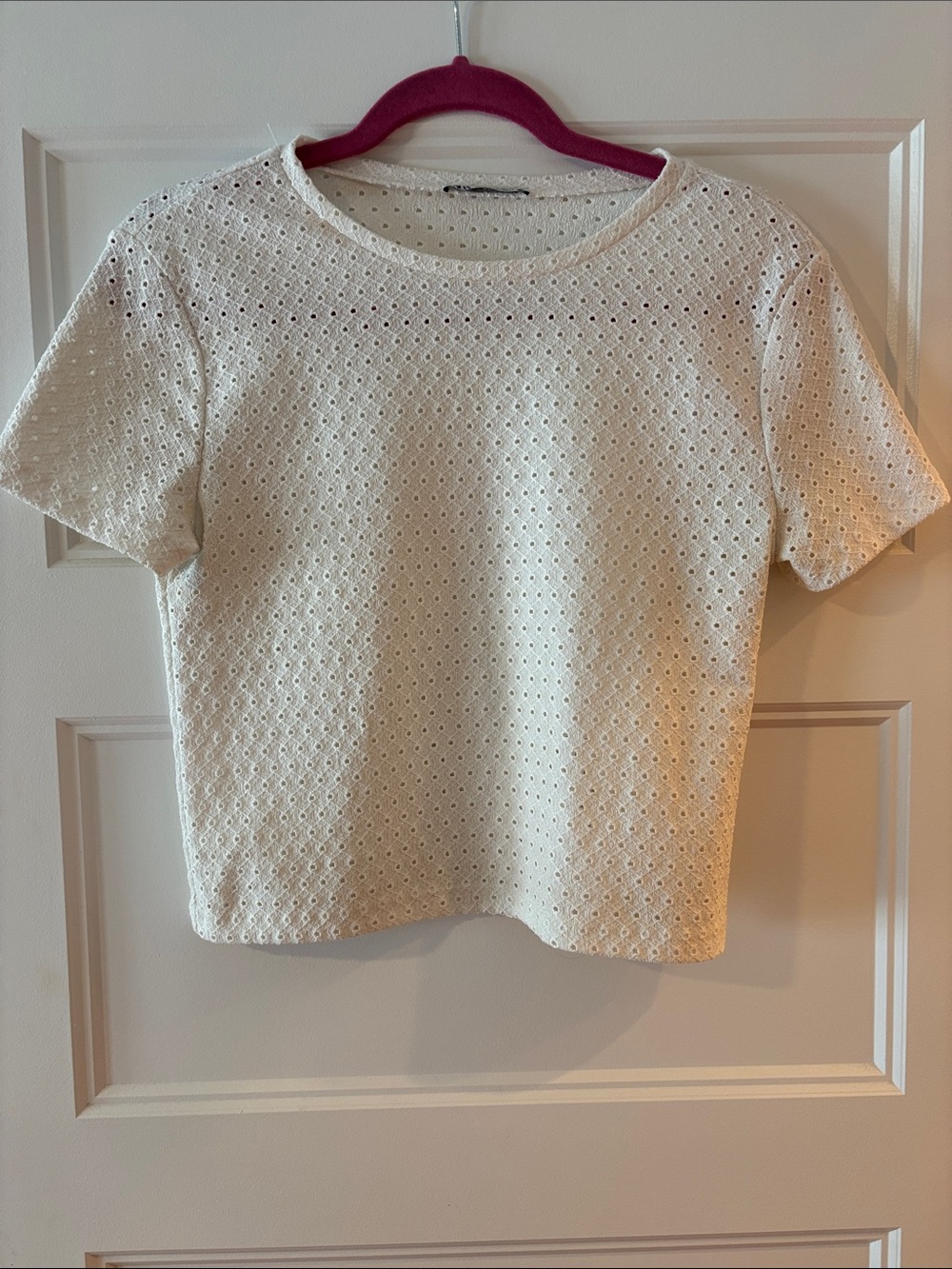 Zara White Eyelet Crop Top